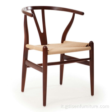 Design classico cenere in legno solido framewovenpaperropediningchair